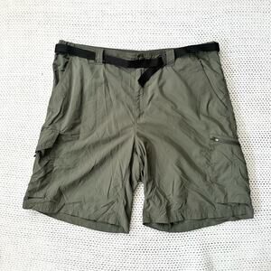 Columbia Men Lightweight Nylon Green Cargo Hiking Shorts With Black Belt 40